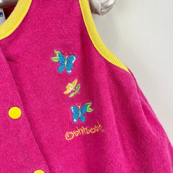 Vintage OshKosh B'gosh Pink Terry Butterfly Romper 6 USA - Picture 3 of 6